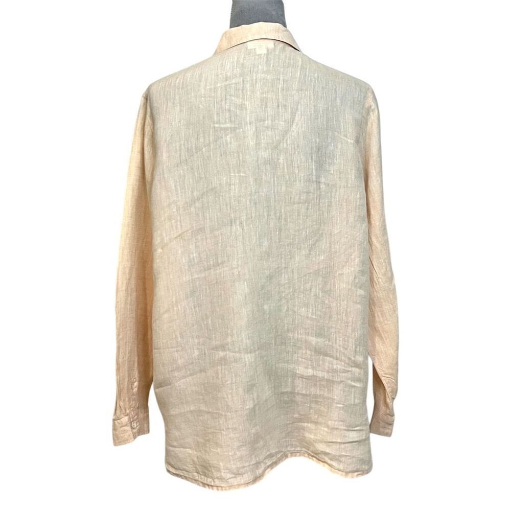 J. Jill Women's Peach Linen Button-Up Shirt M Minimalist Vacation Coastal Beachy - Picture 3 of 8